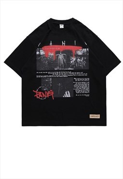 Punk t-shirt retro poster tee grunge gothic top in black