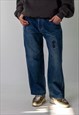 BLUE DENIM 90S BAGGY HIP HOP  CARGO SKATER TROUSERS PANTS