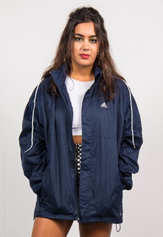 ADIDAS VINTAGE 90'S NAVY BLUE CAGOULE JACKET