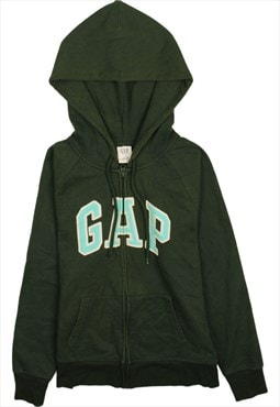 Vintage 90's Gap Hoodie Spellout Full Zip Up Green Medium