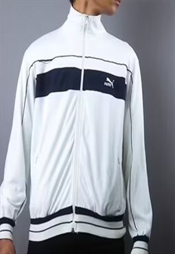 vintage puma spot track top in white