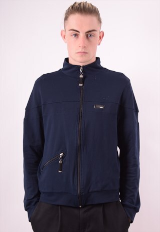 VERSACE MENS VINTAGE TRACKSUIT TOP JACKET LARGE NAVY 90S