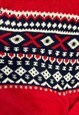 VINTAGE KNITTED JUMPER ABSTRACT PATTERNED 1/4 BUTTON SWEATER