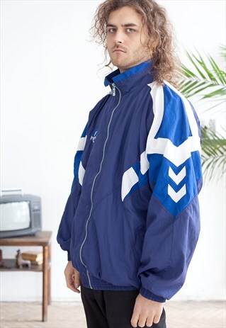 HUMMEL VINTAGE WHITE AND BLUE TRACKSUIT JACKET