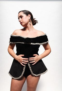 phussy couture velvet vintage 80s pearl playsuit 