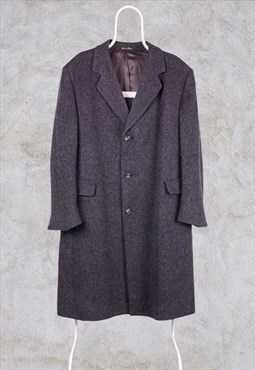 Vintage Dunn & Co Crombie Over Coat Wool Jacket Grey Large