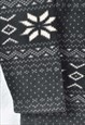 VINTAGE FLEECE JACKET RETRO PATTERN BLACK LADIES MEDIUM