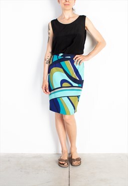Women's Figure Azure Blue Futuristic Skirt