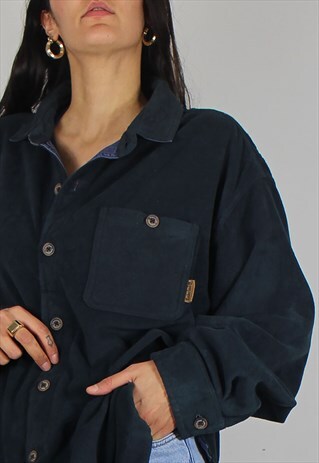 VINTAGE TIMBERLAND FLEECE SHIRT SHACKET JACKET W LOGO FRONT