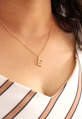 GOLD CHAIN NECKLACE WITH "E" PERSONALIZED INITIAL PENDANT