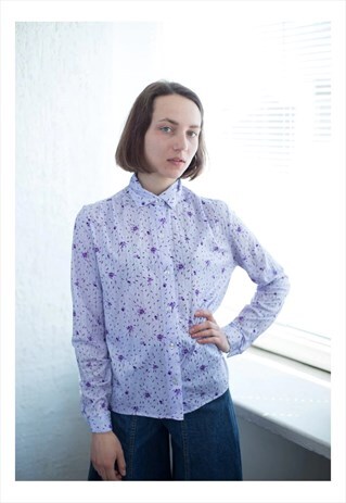 VINTAGE 70'S PATTERNED BLOUSE IN PURPLE