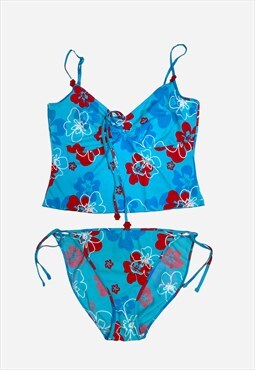 Vintage Y2k Tankini Bikini Hibiscus 90s Deadstock Swimwear