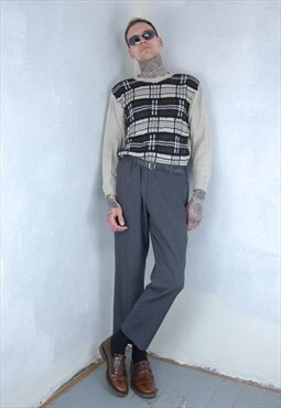 Vintage 90's Dark Grey Straight Festival Suit Casual Trouser