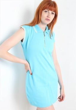 Vintage Y2K Mini Polo Shirt Dress Blue