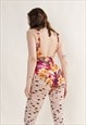 VINTAGE 60S FLORAL SWEETHEART NECKLINE SWIMSUIT UNION MADE S