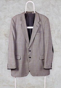 Vintage St Michael Wool Tweed Blazer Jacket Leather Large