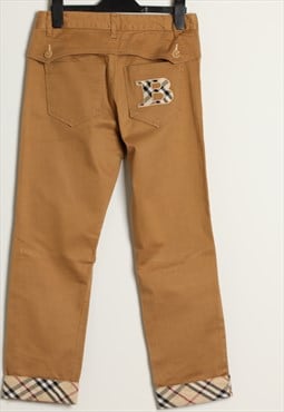 Vintage Burberry Straight Leg Logo Nova Check Trousers XS