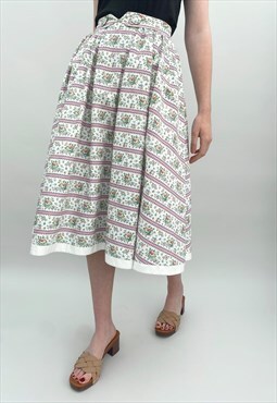 50's Ladies Vintage Full Circle Cotton White Midi Skirt