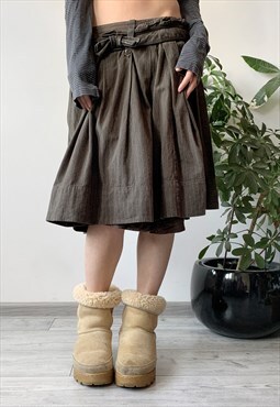 Vintage Y2K 00's Brown Flounced Fairy Grunge Midi Skirt