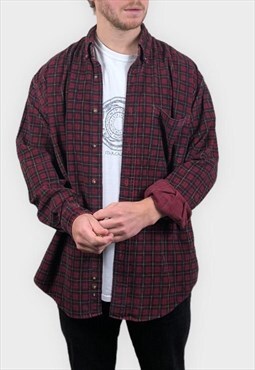 Vintage Cord Shirt Patterned / Check / Flannel Large Red