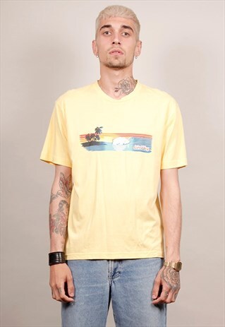 VINTAGE 80'S MAUI & SONS YELLOW PALM TREE T-SHIRT