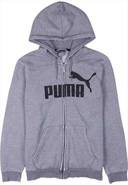Vintage 90's Puma Hoodie Spellout Full Zip Up Grey Small