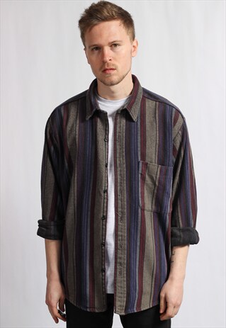 VINTAGE STRIPED FLANNEL SHIRT