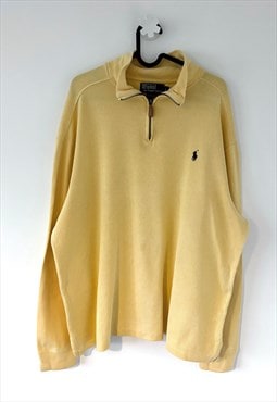 Vintage polo Ralph Lauren yellow 1/4 zip jumper large 