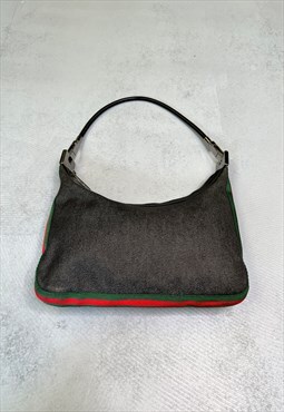 Gucci Shoulder Bag Denim Stripe Hobo Canvas Vintage 