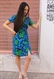 FLORAL WRAP DRESS IN BLUE & GREEN