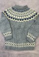 VINTAGE KNITTED JUMPER ABSTRACT PATTERNED CHUNKY KNIT