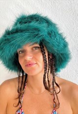 MEGA FLOOF Teal Parrot Furry Hat