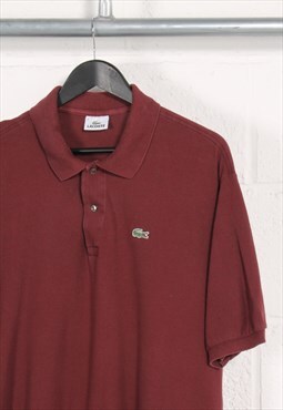 Vintage Lacoste Polo Shirt in Burgundy Short Sleeve Tee 3XL