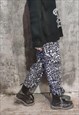 LEOPARD PRINT JOGGERS SLIM FIT CUFFED ANIMAL OVERALLS BLACK