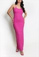 TEXTURED SLEEVELESS MAXI DRESS IN PINK 