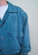 80'S MILITARY BOMBER JACKET, VINTAGE BUTTONS BLUE AVIATOR 