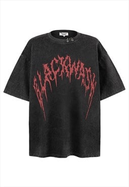 Graffiti t-shirt grunge top black wash logo tee acid grey