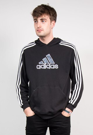 90'S ADIDAS BLACK HOODIE SWEATSHIRT