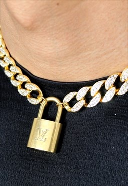 Reworked Louis Vuitton Padlock with statement choker Iced Ou