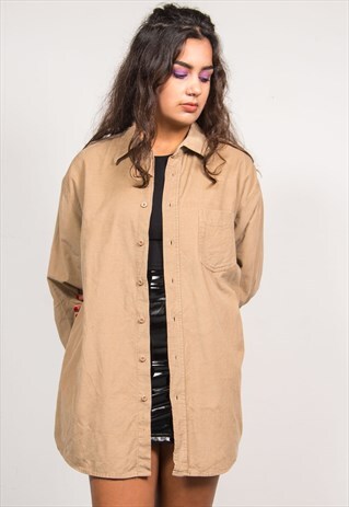 VINTAGE 90'S BEIGE CORD LONG SLEEVE SHIRT