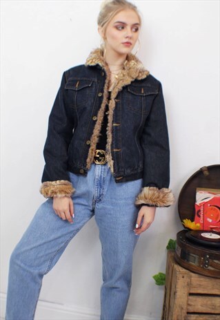 DENIM FAUX FUR LINED 90'S LADIES JACKET