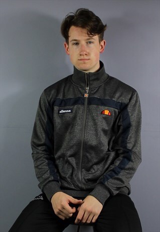 VINTAGE ELLESSE TRACK JACKET IN GREY WITH EMBROIDERED LOGO A