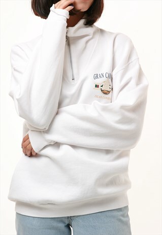 90S VINTAGE GRAN CANARIA 1/4 ZIP COTTON JUMPER 15387
