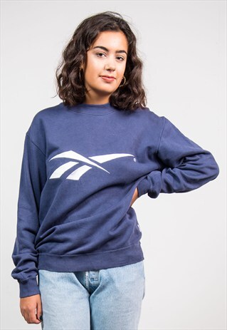 VINTAGE 90'S NAVY BLUE REEBOK SWEATER SWEATSHIRT