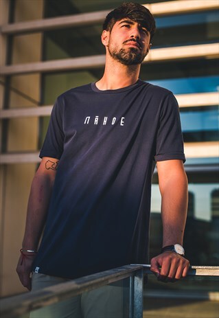 NAVY MAHOE FLOCKED T-SHIRT