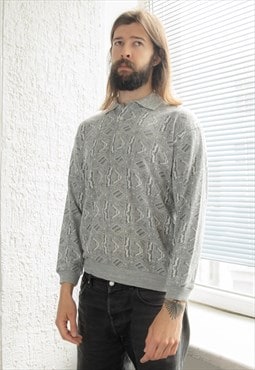 Vintage 70's Grey Patterned Top