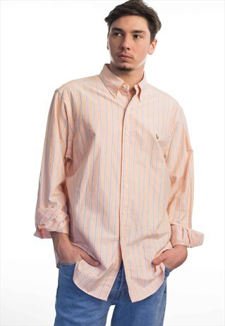 VINTAGE POLO RALPH LAUREN LOGO PASTEL SHIRT 90S X 13.1