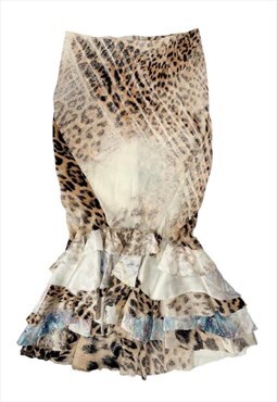 Archive vintage Roberto Cavalli leopard print mermaid skirt 