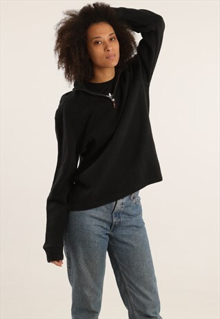 VINTAGE RALPH LAUREN EMBROIDERED LOGO 1/4 ZIP SWEATSHIRT