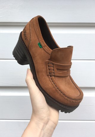 WOMENS NEW LIGHT BROWN LEATHER KICKERS HEELED BOOTS HEELS